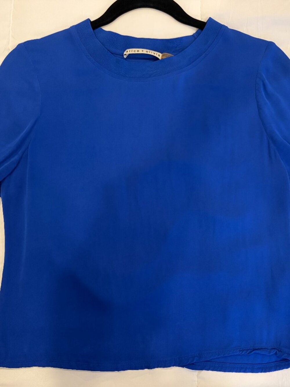 Alice + Olivia Cobalt Blue Crew Neck Blouse
